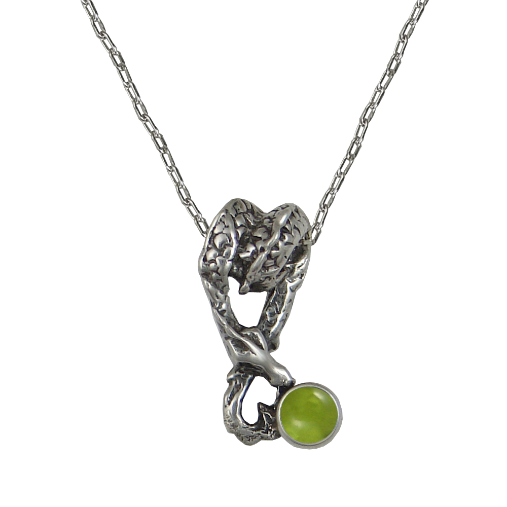 Sterling Silver Sleeping Dragon Pendant With Peridot